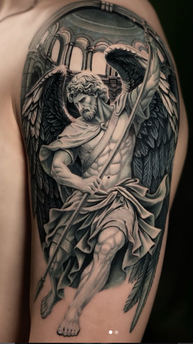 Completed statement tattoo by Grey