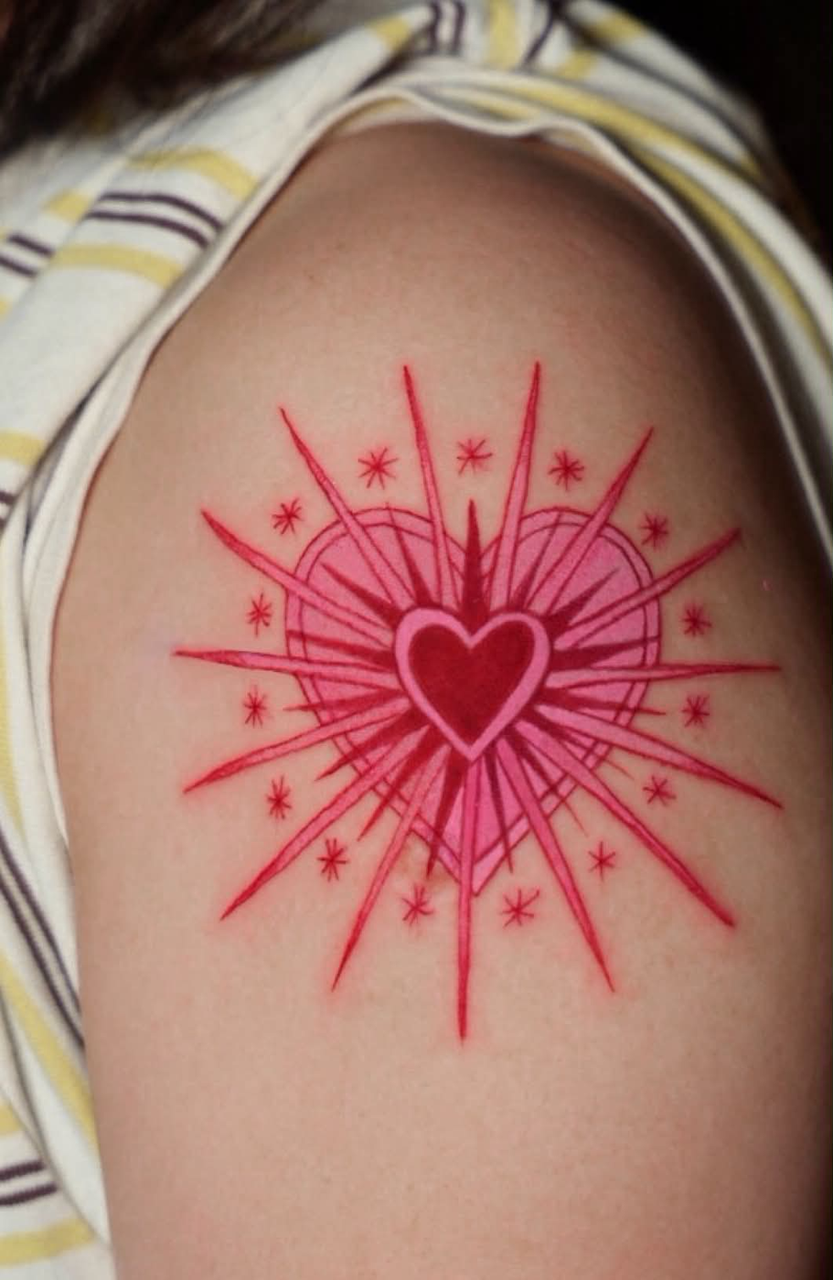 Soho featured tattoo 2 — red heart and starburst